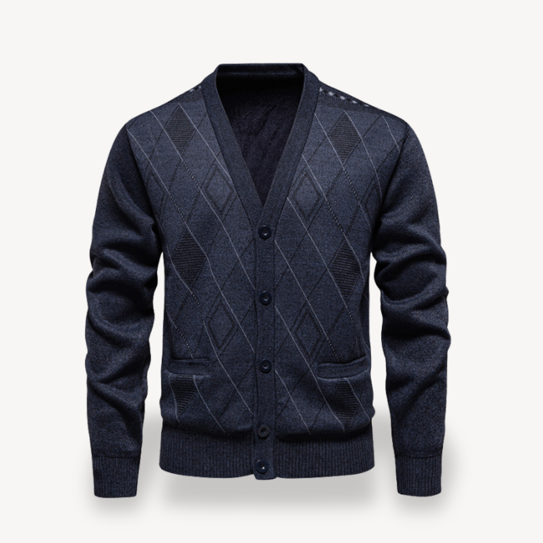 Diamond Knit Cardigan Sweater Men | Clara Vienne