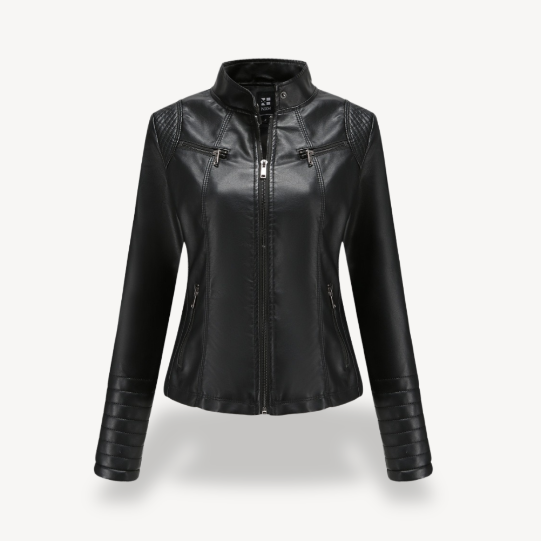 Classic Biker Faux Leather Jacket Women | Clara Vienne