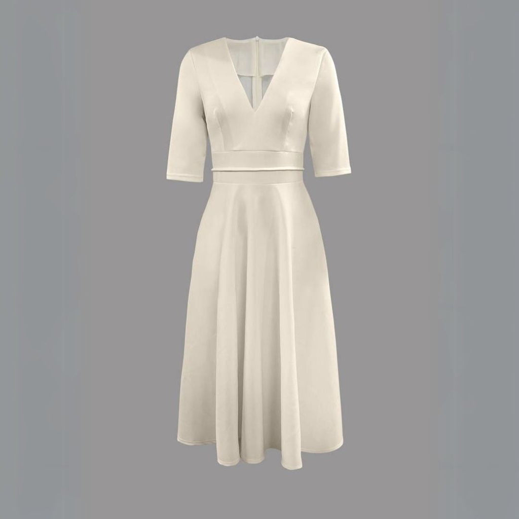 Midi V-Neck Dress Women White | Clara Vienne