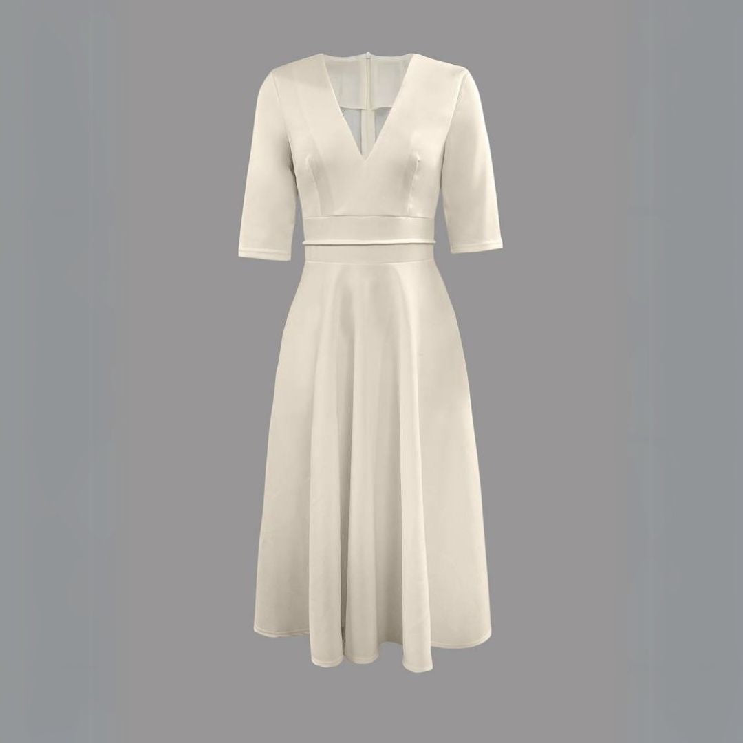 Midi V-Neck Dress Women White | Clara Vienne