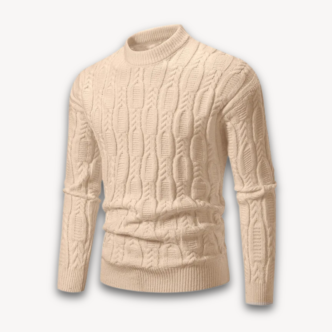 Clara Vienne Men's Cable Knit Crewneck Sweater - Soft Cotton Blend