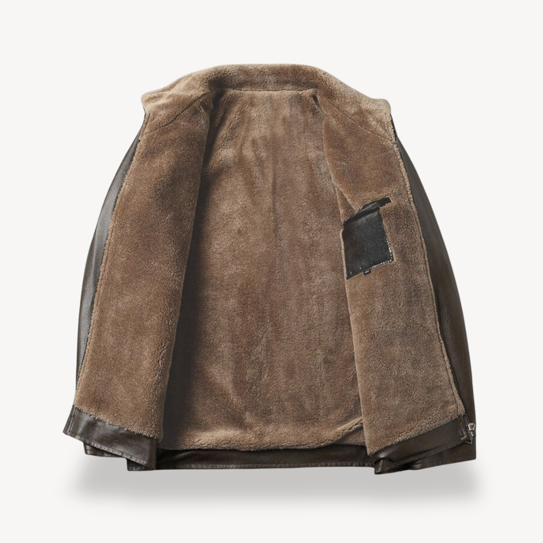 Faux Leather Jacket with Fleece Lining for Men | Clara Vienne