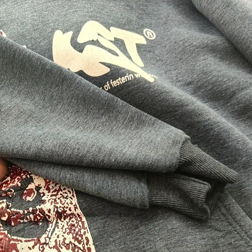 Men's Black Graphic Print Hoodie | Clara Vienne