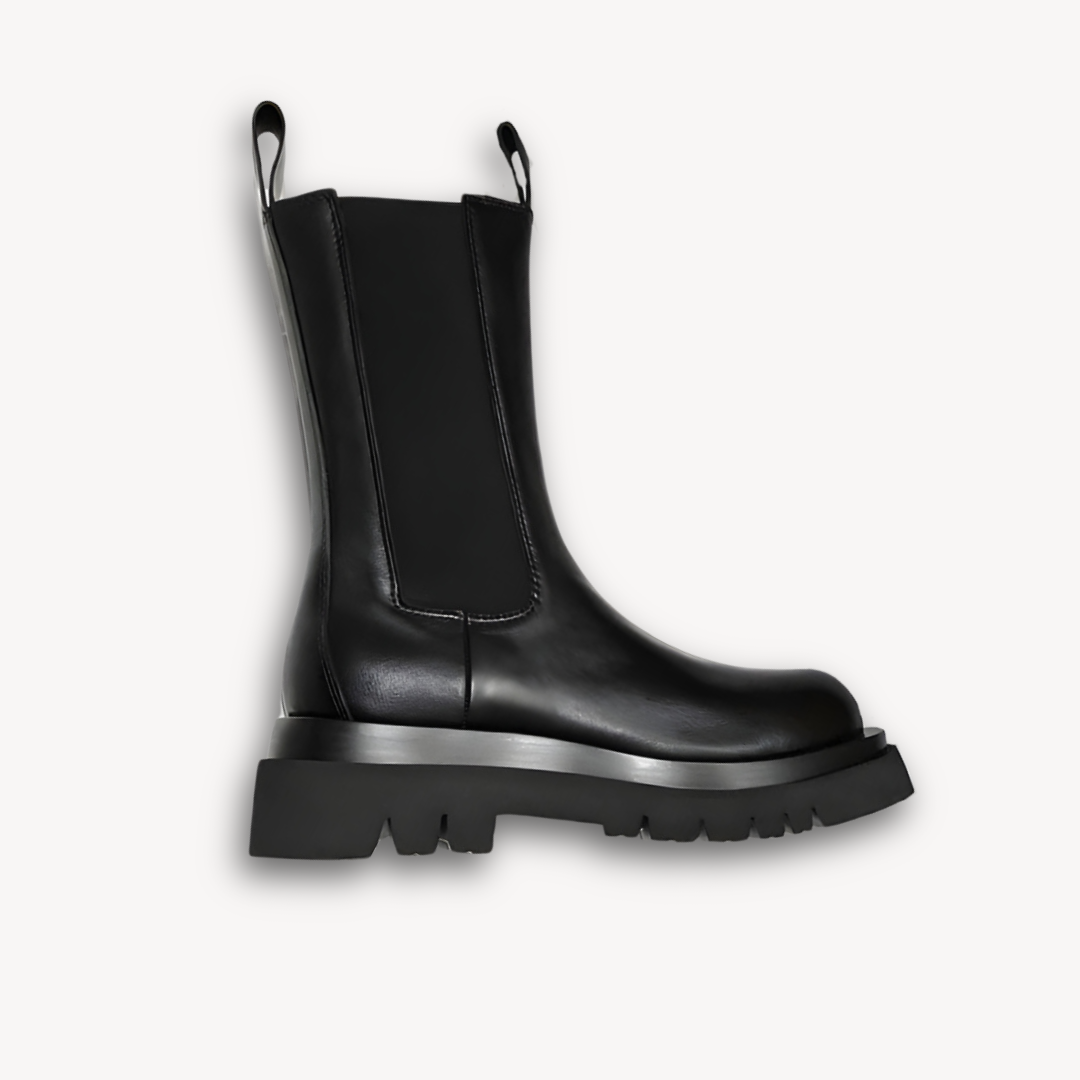 Clara Vienne | Woman’s Black Leather Chelsea Boots - Chunky Sole, Slip-On, Durable, Stylish Casual Footwear
