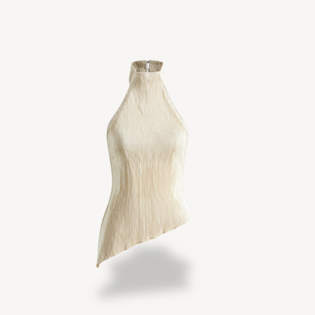 High-Neck Pleated Knit Two-Piece Set Women | Clara Vienne