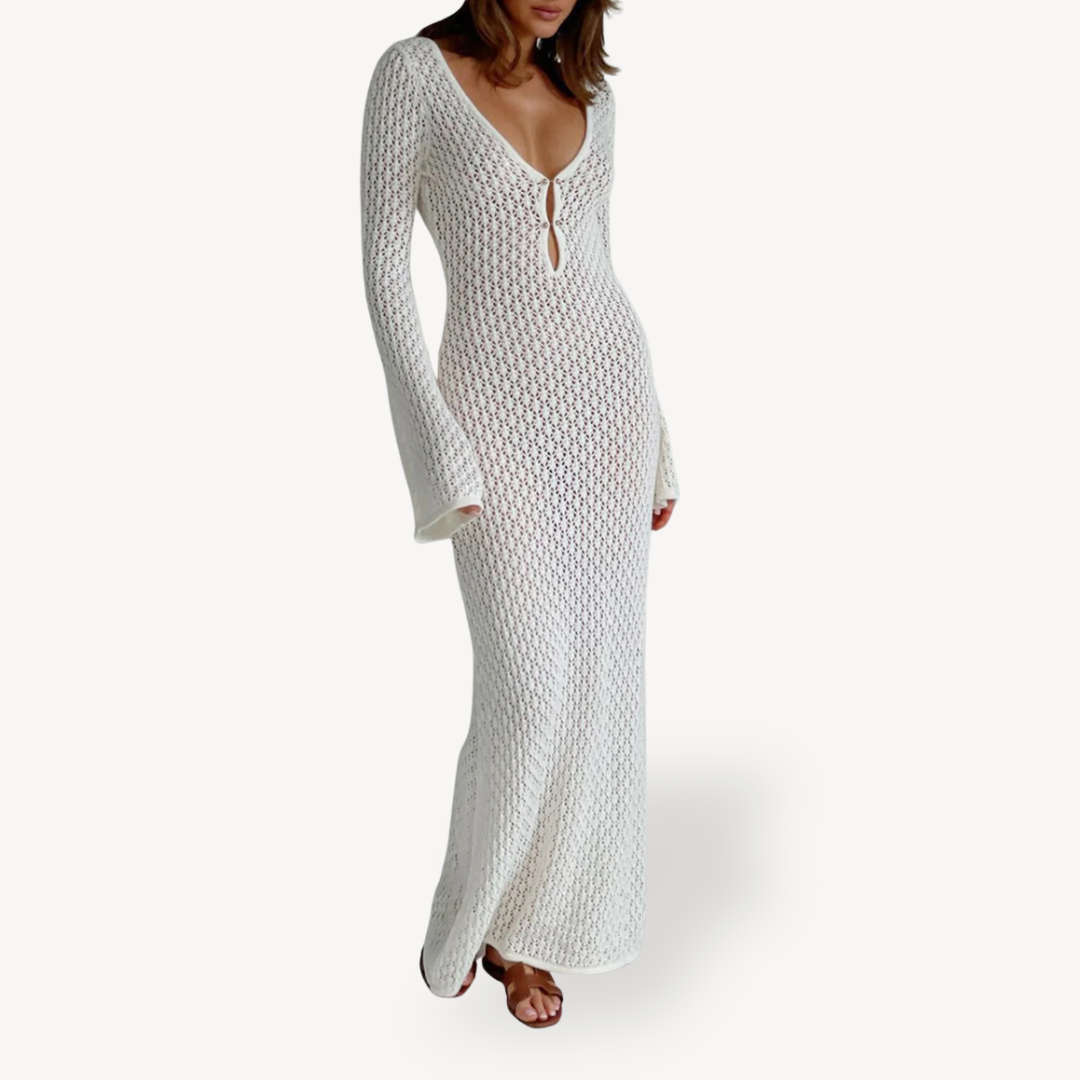 Knit Beach Coverup Maxi Dress Women | Clara Vienne