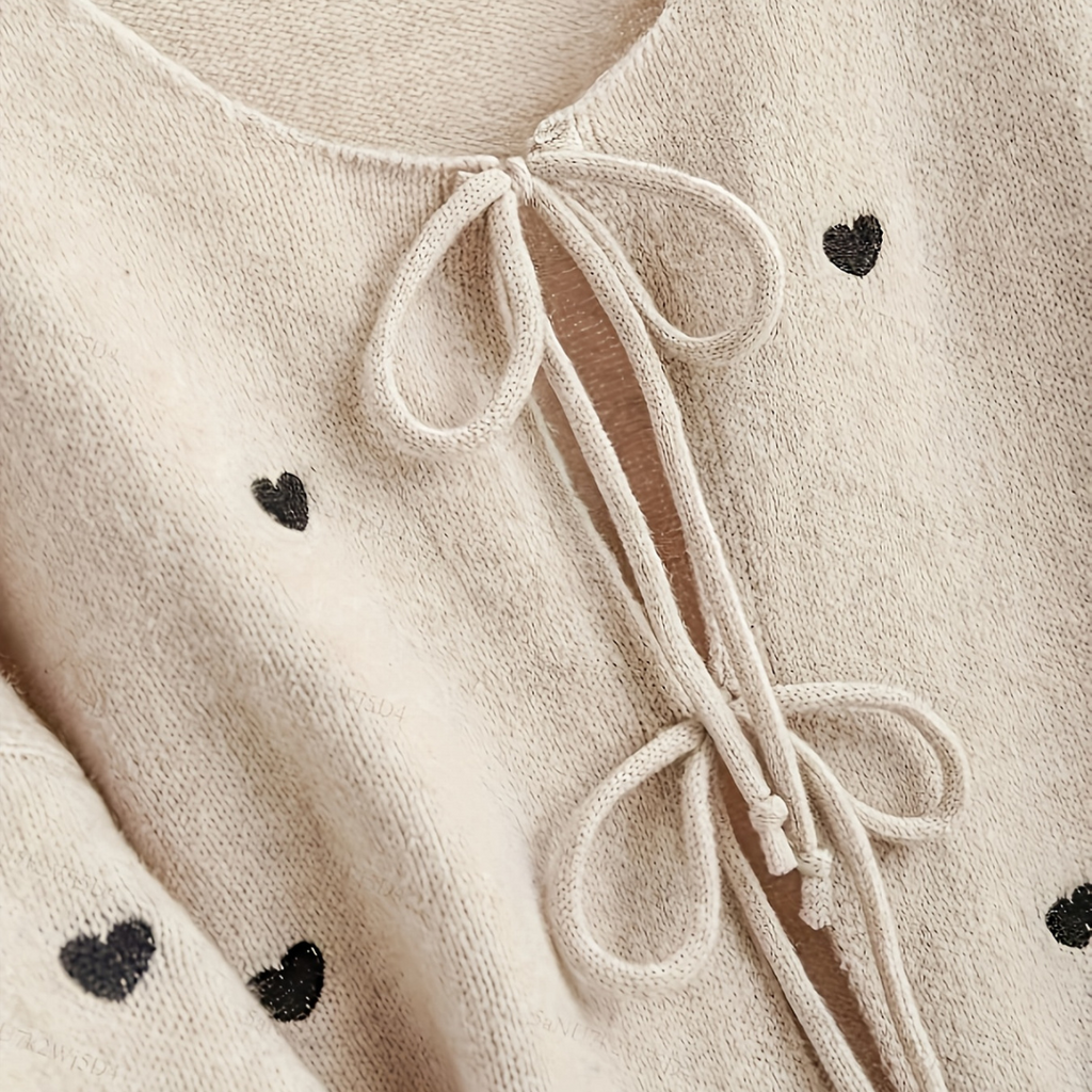 Heart Print Cotton Cardigan for Women | Clara Vienne