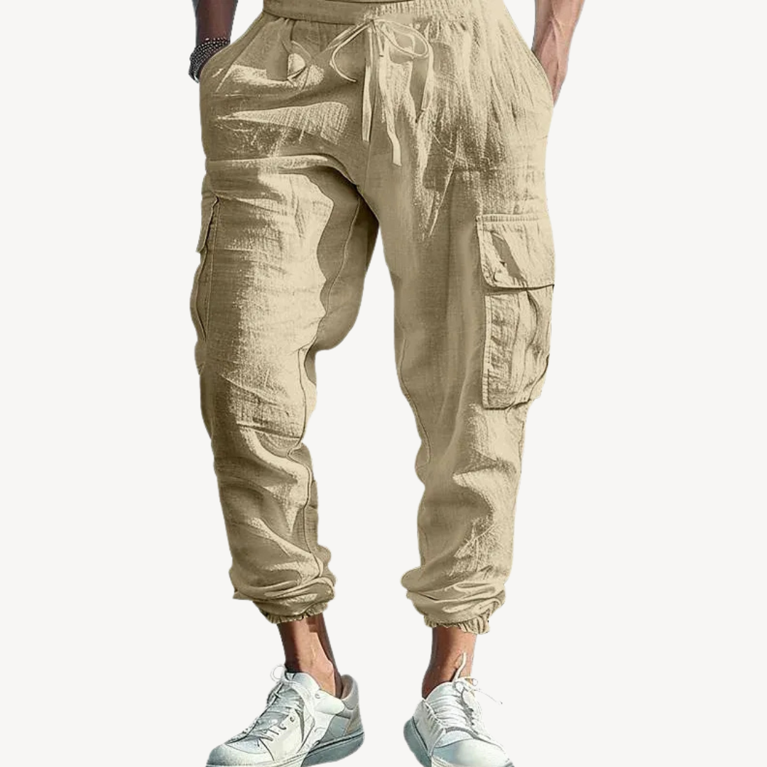 Linen Cargo Joggers Pants Men | Clara Vienne