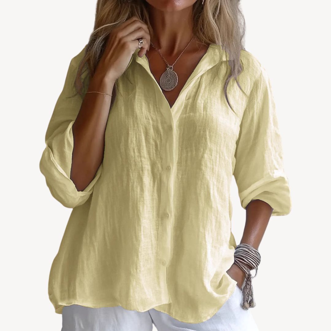 Long Sleeve Linen Button Down Shirt Women | Clara Vienne