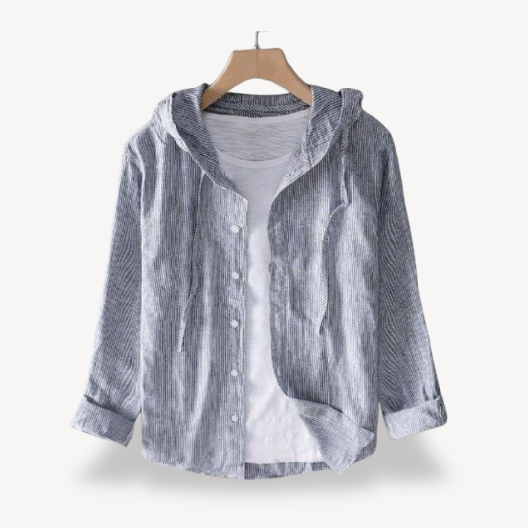Long Sleeve Hooded Striped Shirt Men | Clara Vienne