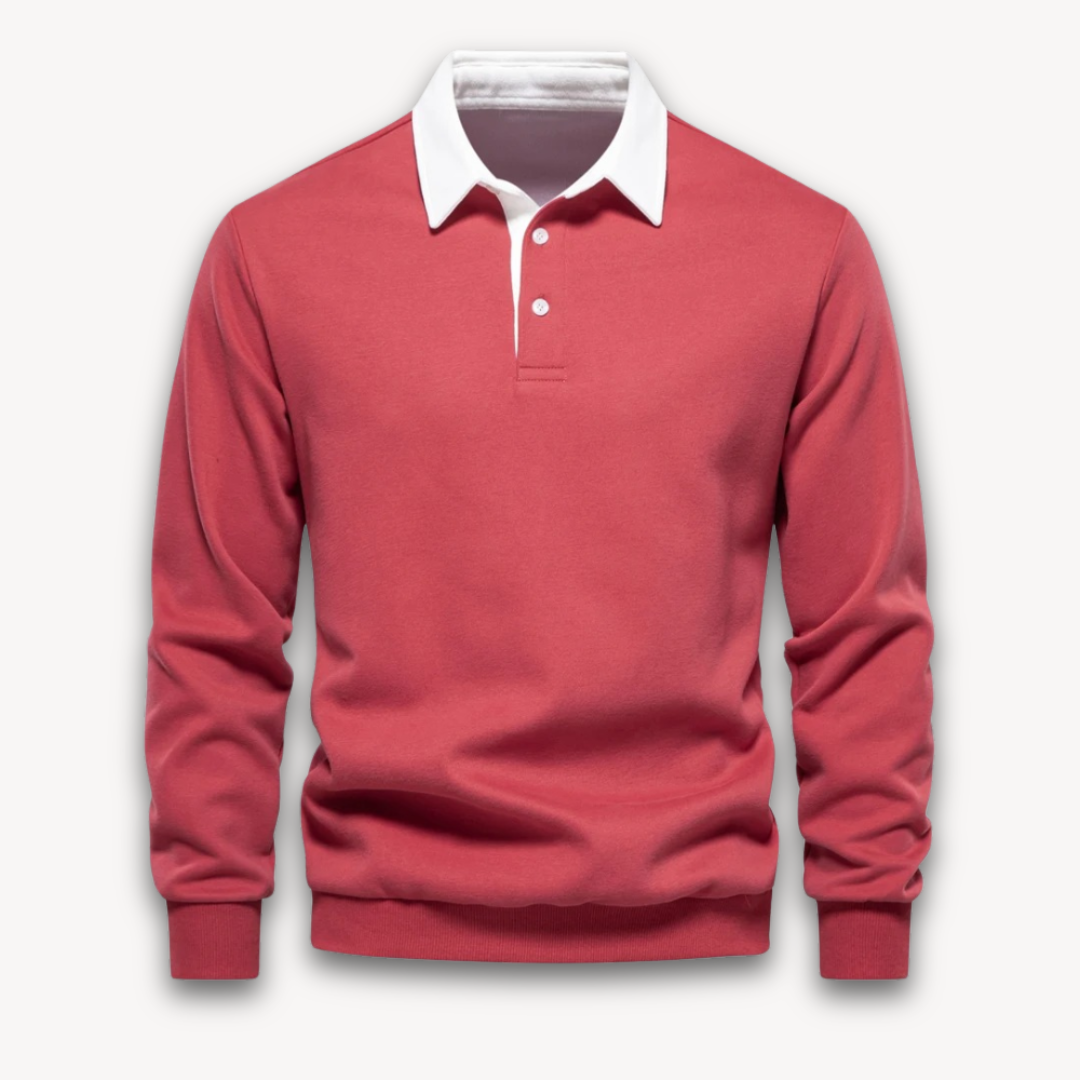Clara Vienne | Men's Long-Sleeve Polo Sweater - 100% Cotton - Casual Wear