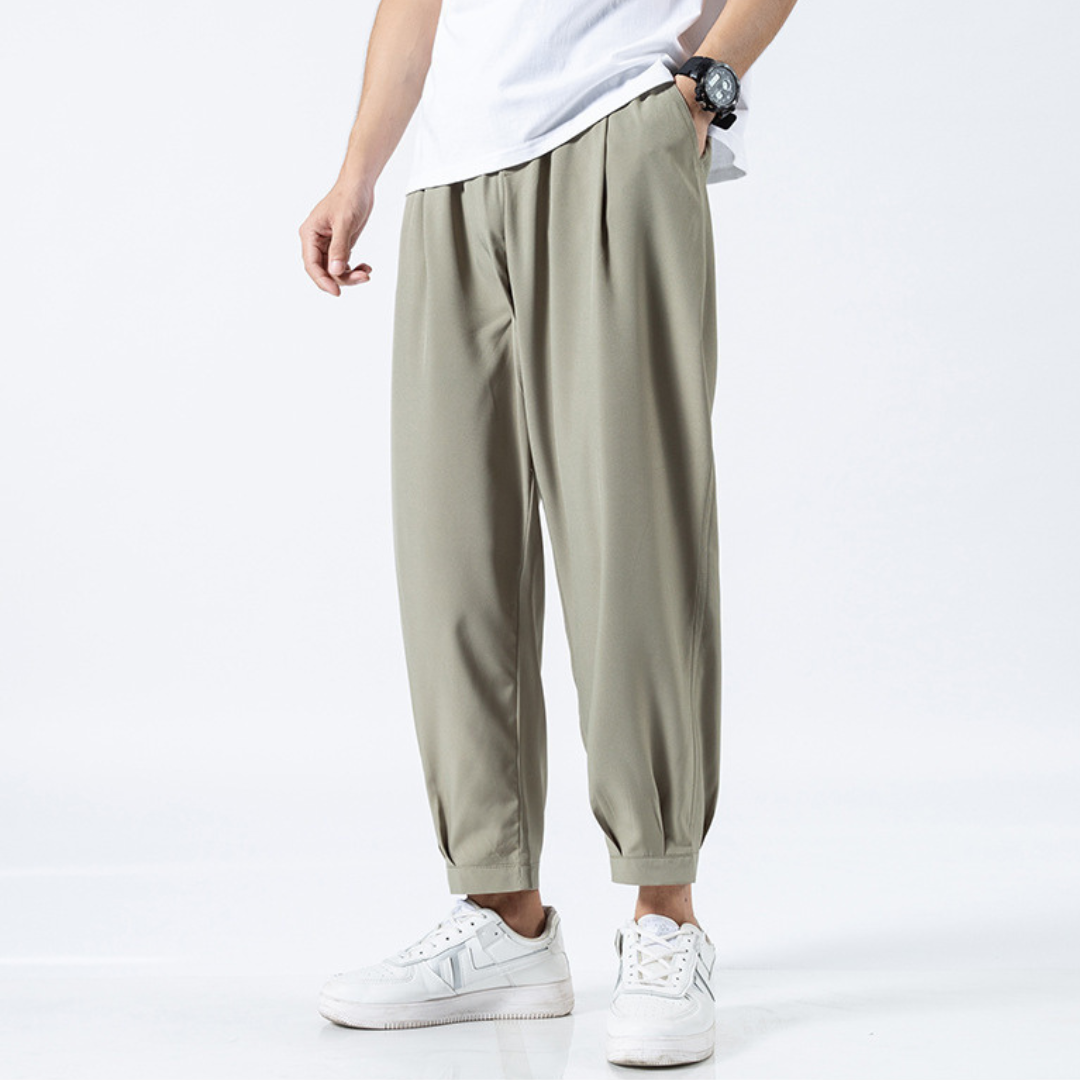 Clara Vienne | Men's Lightweight Casual Tapered Pants – Elastic Waist, Breathable Fabric