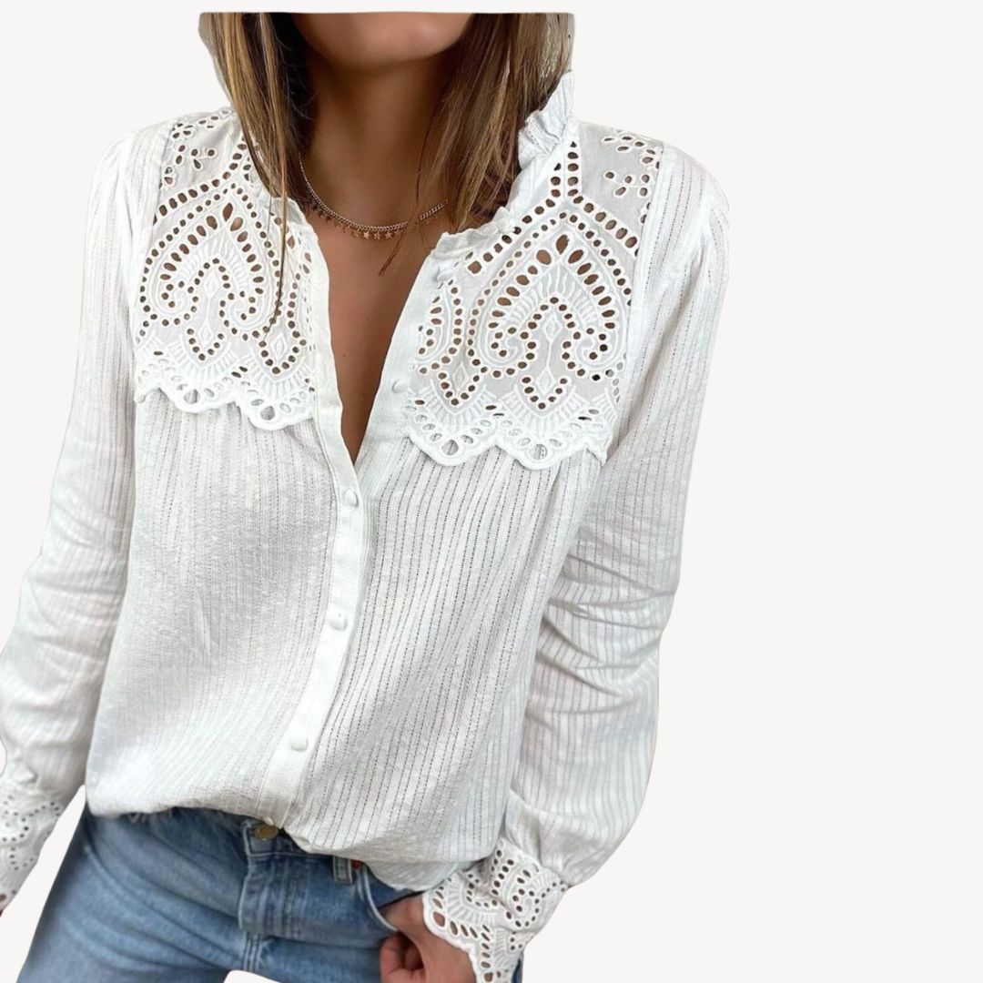 Lace Long Sleeve Blouse Polyester | Clara Vienne