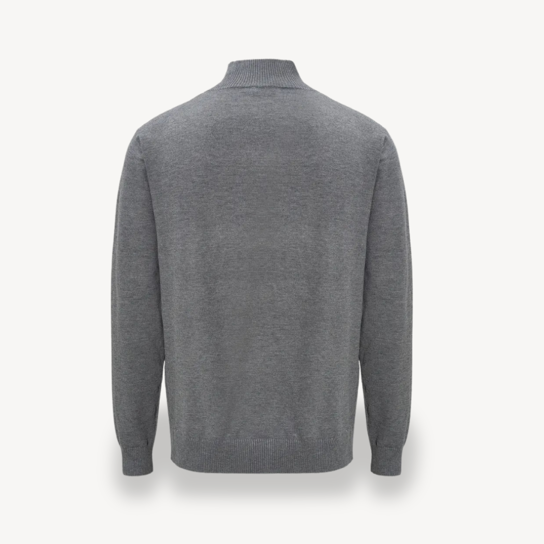 Men's Gray 1/4 Zip Knit Sweater | Clara Vienne