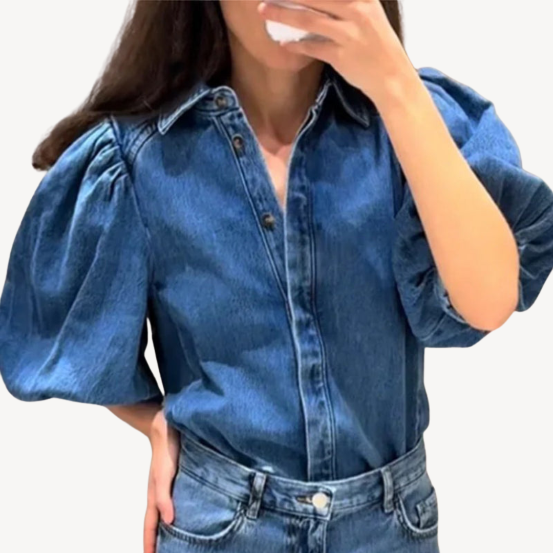 Denim Puff Sleeve Shirt | Clara Vienne