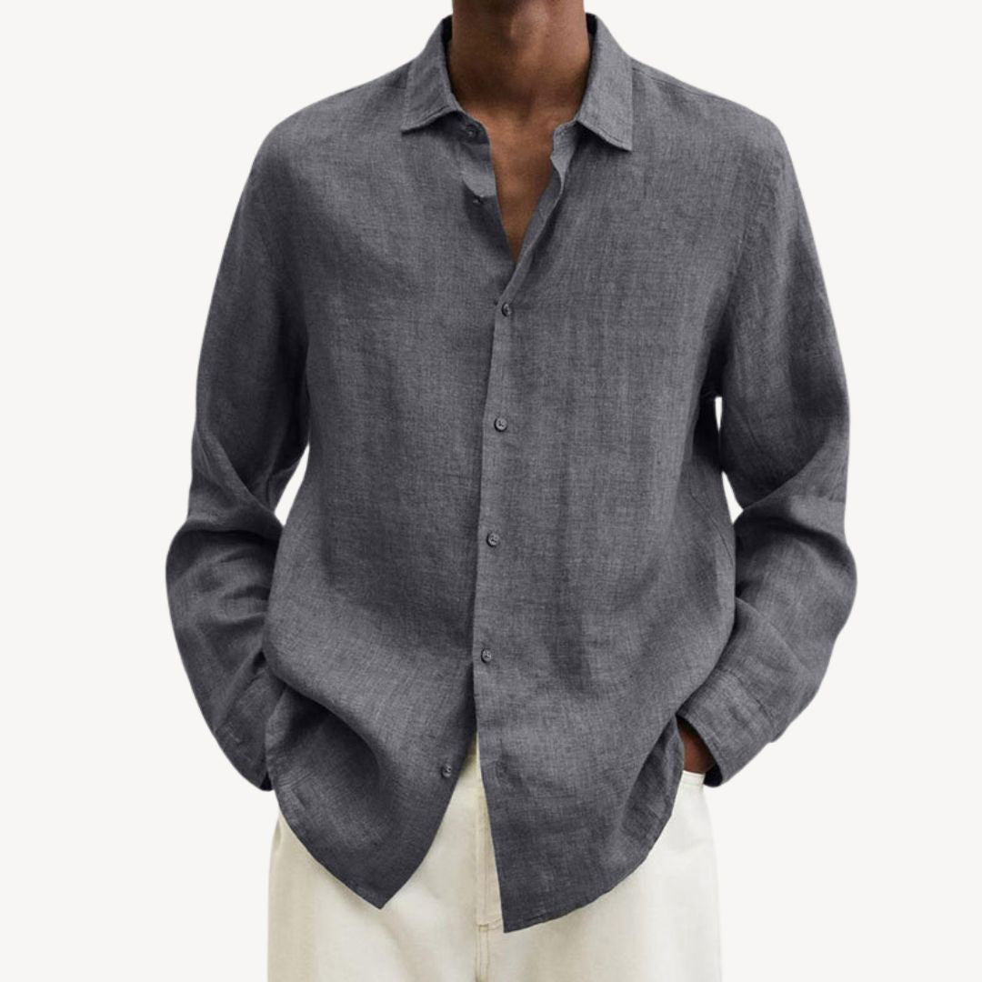 Men's Casual Long Sleeve Linen Shirt | Clara Vienne