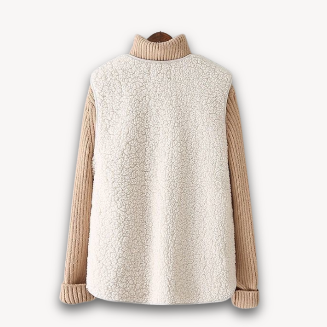 Clara Vienne | Women's Sherpa Fleece Vest - Soft Plush Sleeveless Jacket with Pockets - Casual Winter Wear