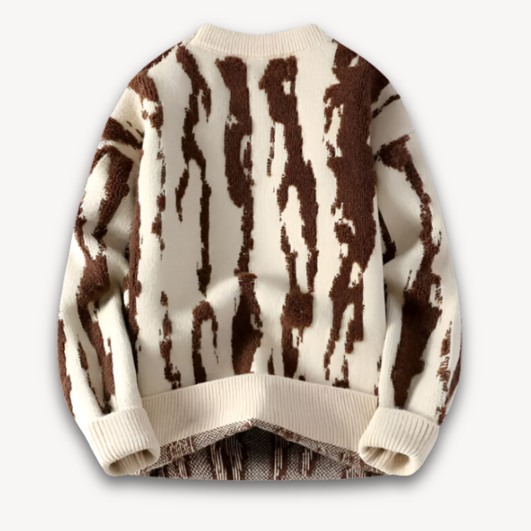 Clara Vienne | Men's Merino Wool Sweater - Abstract Pattern, Warm Winter Pullover, Soft & Lightweight Knit, Adult Casual Wear