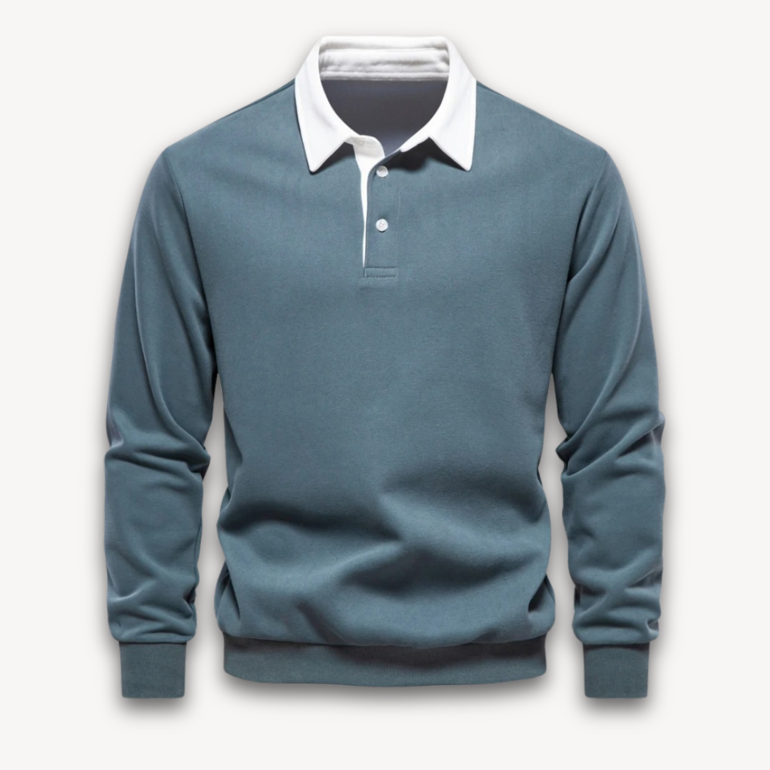 Clara Vienne | Men's Long-Sleeve Polo Sweater - 100% Cotton - Casual Wear