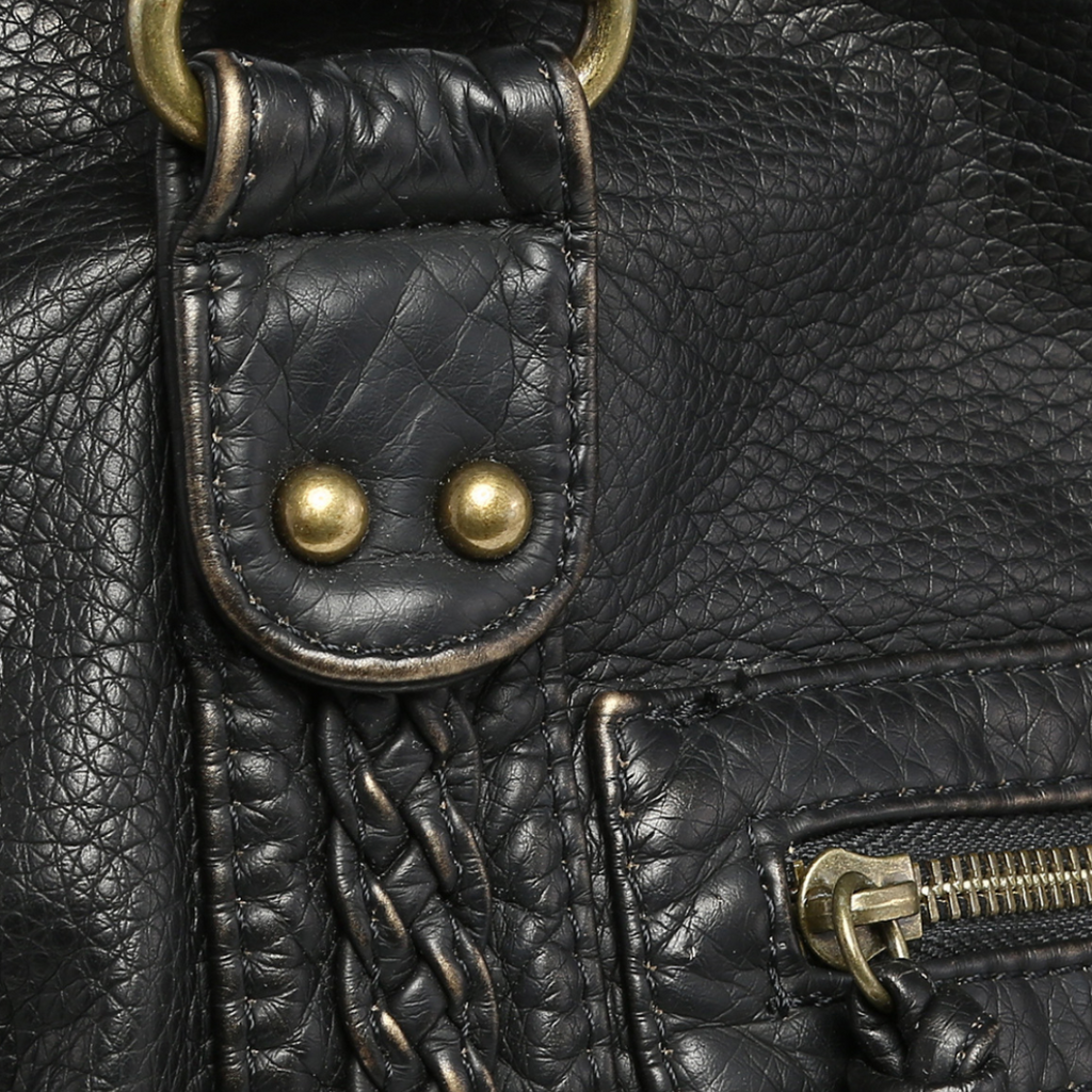 Clara Vienne | Women's Black Leather Handbag - Soft Tote with Zipper Pocket, Adult Casual Shoulder Bag