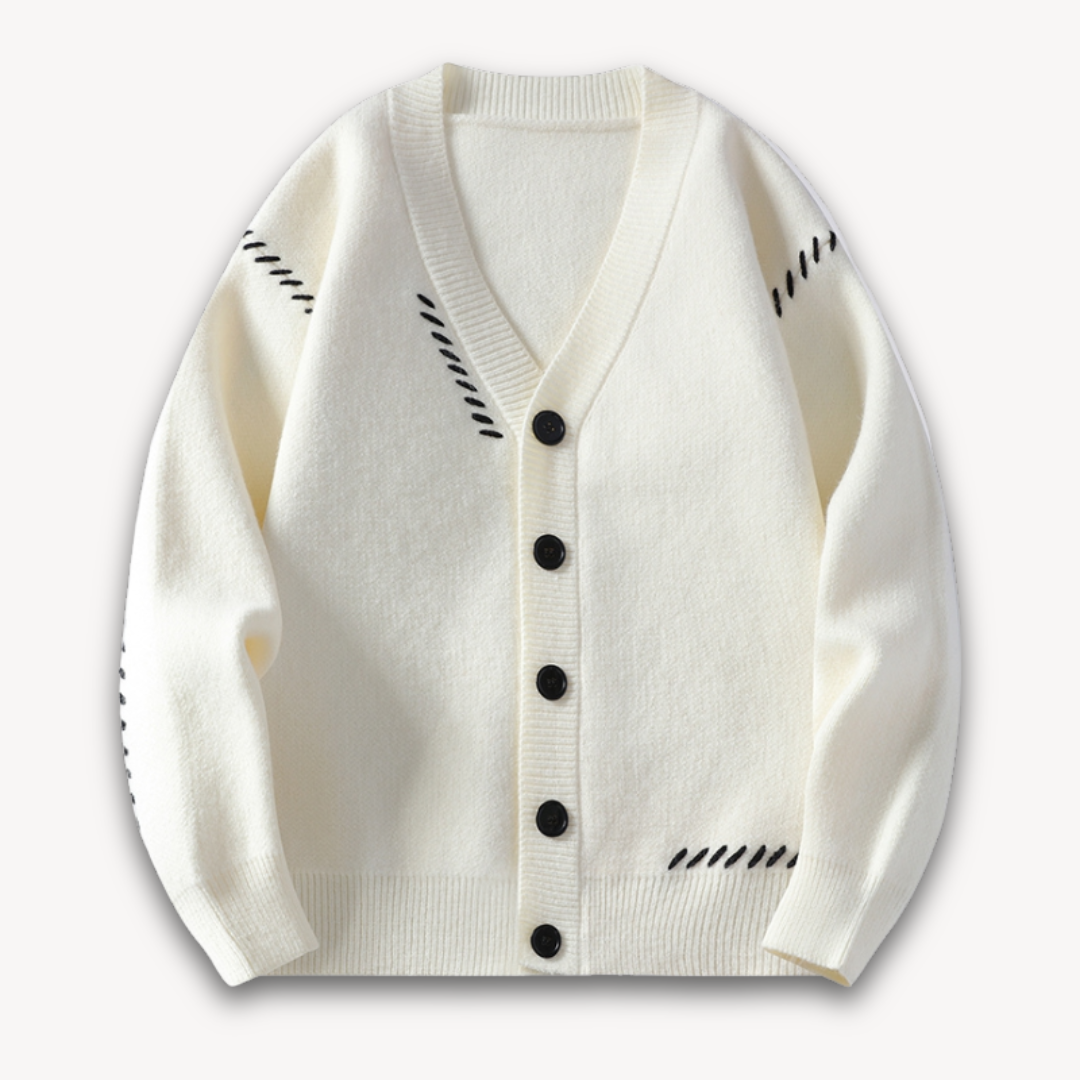 Clara Vienne | Men's Knitted Cardigan Sweater - Button-Up, Soft Wool Blend, Casual Winter Wear