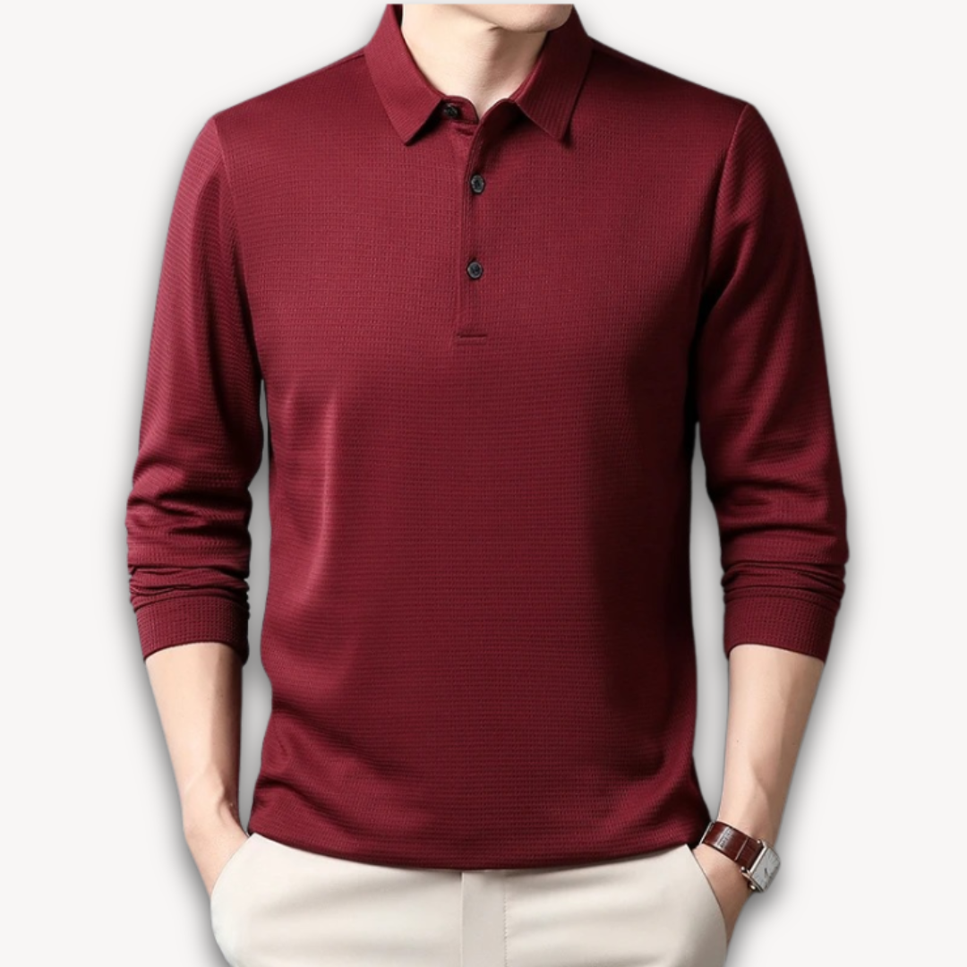 Clara Vienne | Men's Business Casual Polo T-Shirt - Comfortable Long Sleeve Summer Top