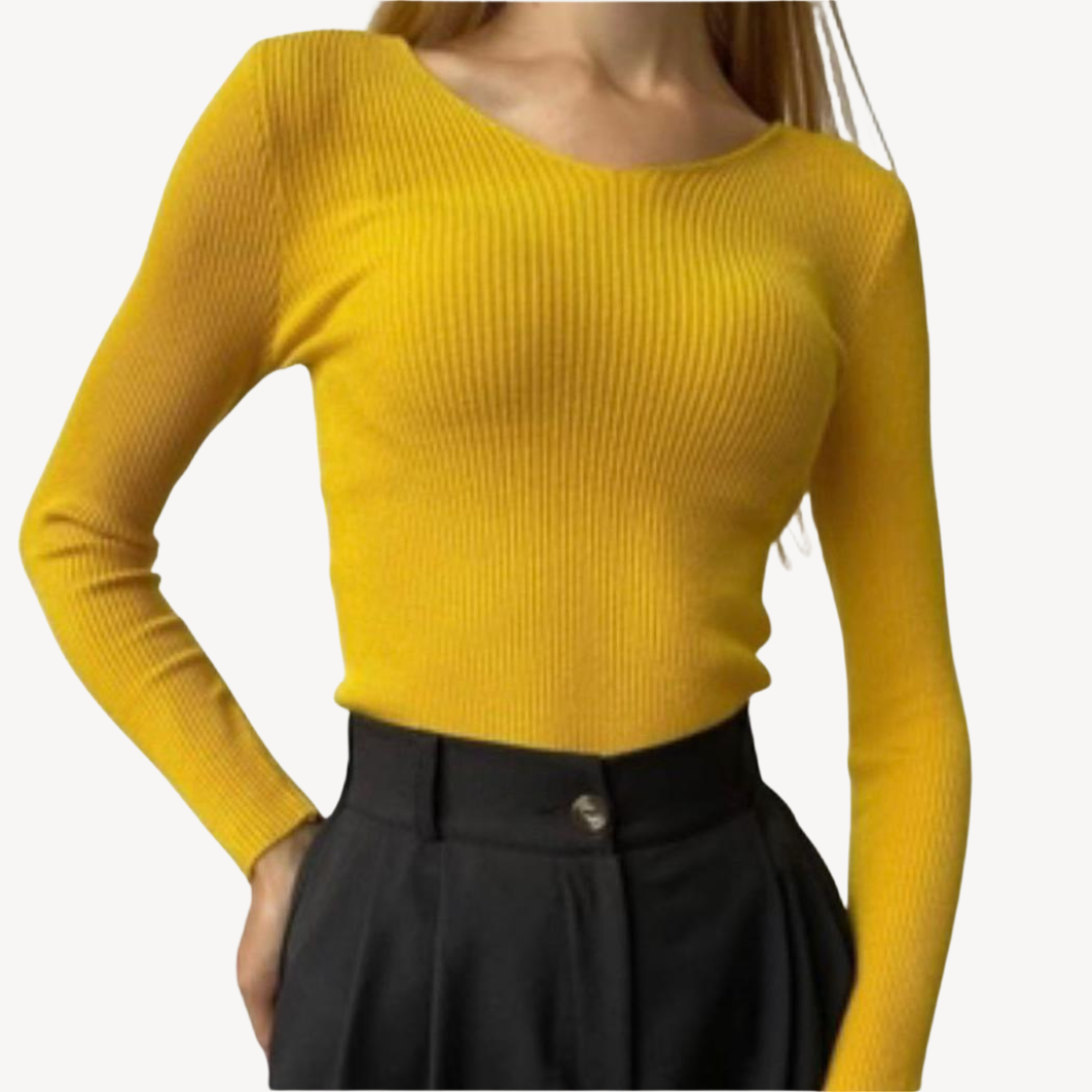 Deep V-Neck Ribbed Knit Sweater Women | Clara Vienne