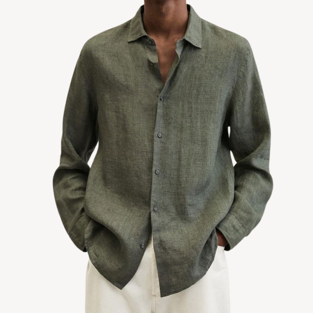Men's Casual Long Sleeve Linen Shirt | Clara Vienne