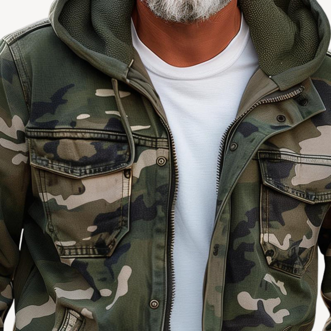 Men's Camouflage Jacket with Hoodie | Clara Vienne