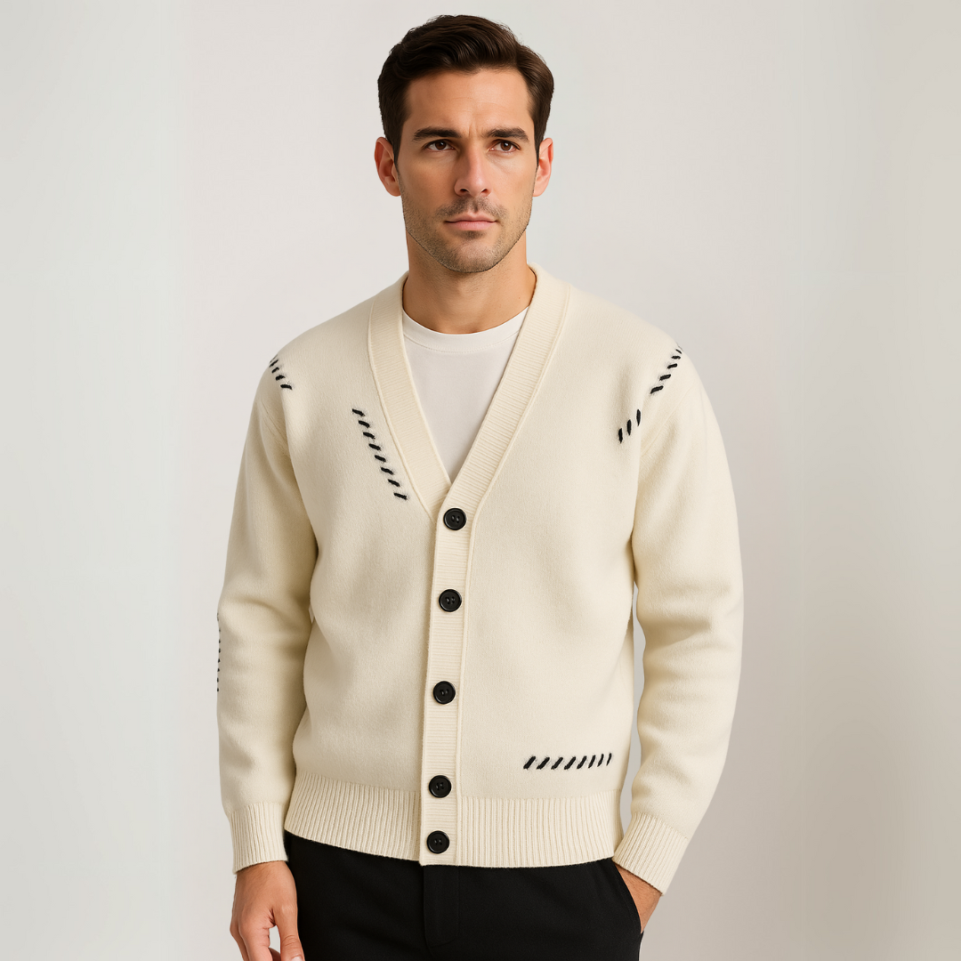 Clara Vienne | Men's Knitted Cardigan Sweater - Soft Cotton blend
