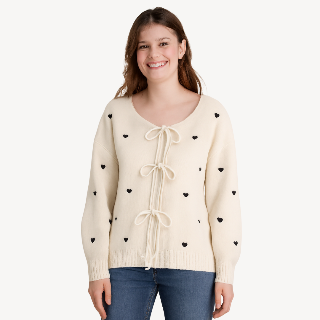 Heart Print Cotton Cardigan for Women | Clara Vienne