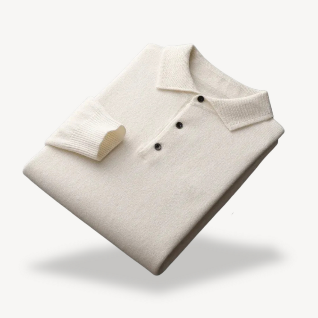 Long Sleeve Knit Polo Sweater Men | Clara Vienne