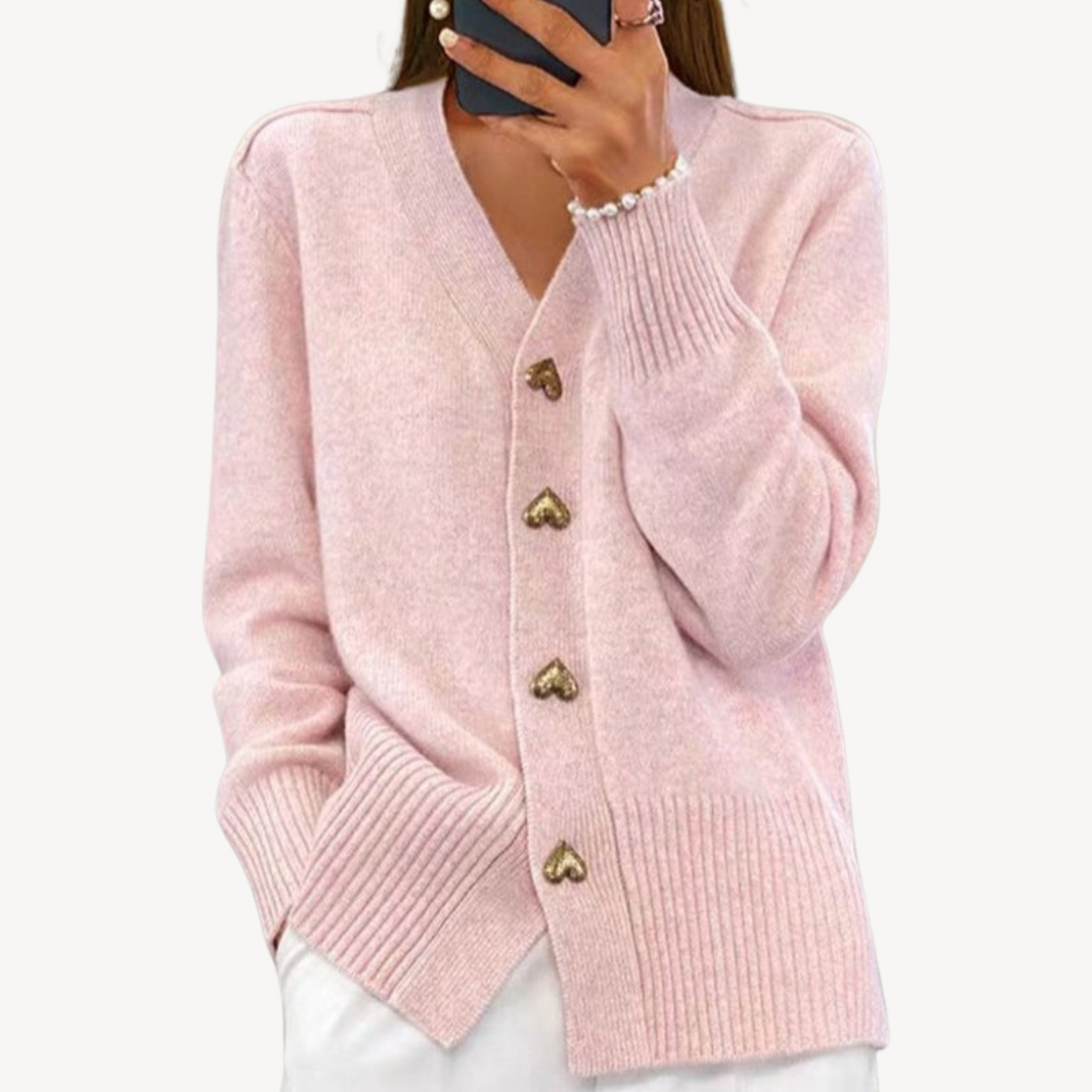 Knit Cardigan with Heart Buttons for Women | Clara Vienne
