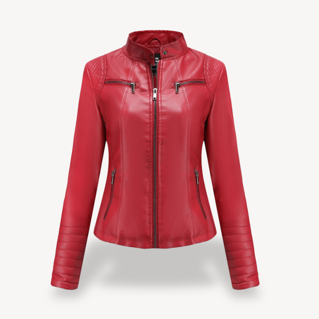 Classic Biker Faux Leather Jacket Women | Clara Vienne
