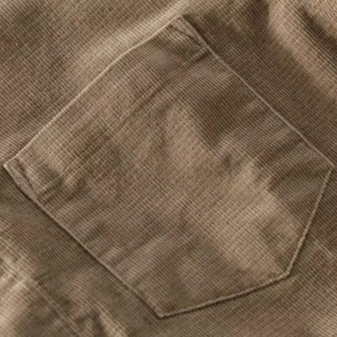 Corduroy Stand Collar Shirt for Men | Clara Vienne