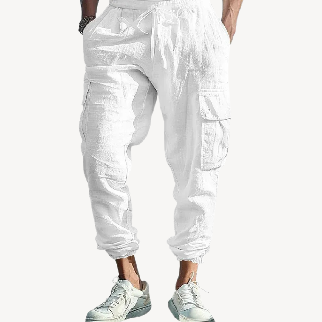 Linen Cargo Joggers Pants Men | Clara Vienne