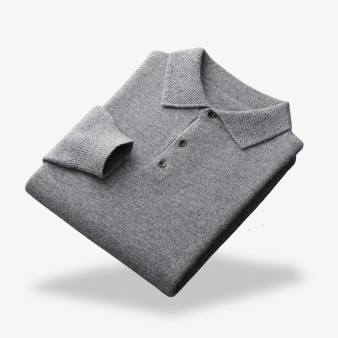 Long Sleeve Knit Polo Sweater Men | Clara Vienne