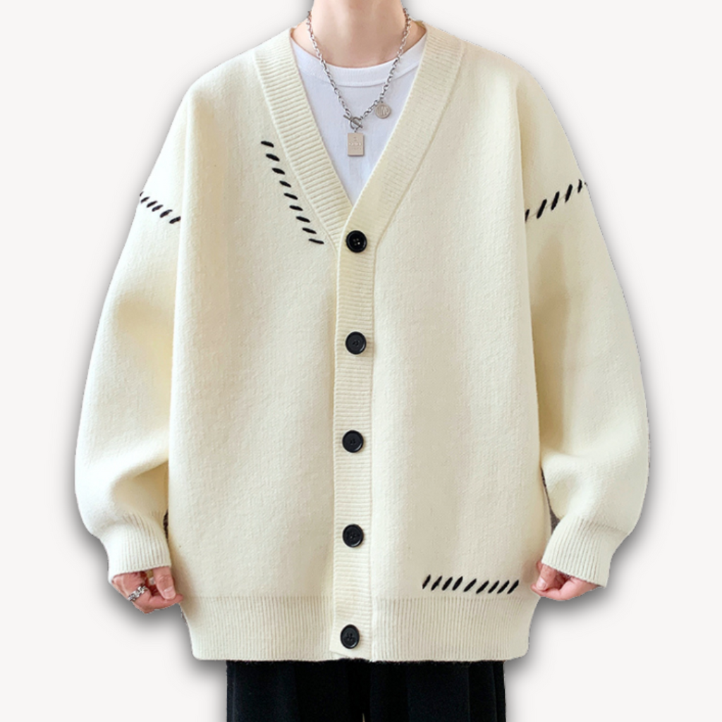 Clara Vienne | Men's Knitted Cardigan Sweater - Button-Up, Soft Wool Blend, Casual Winter Wear