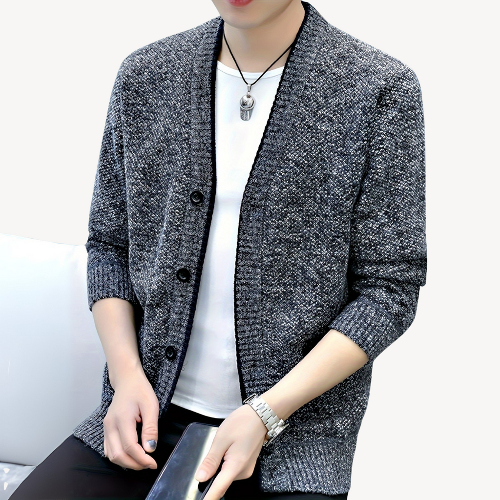 Men's Cardigan Sweater with Plaid Lining | Clara Vienne