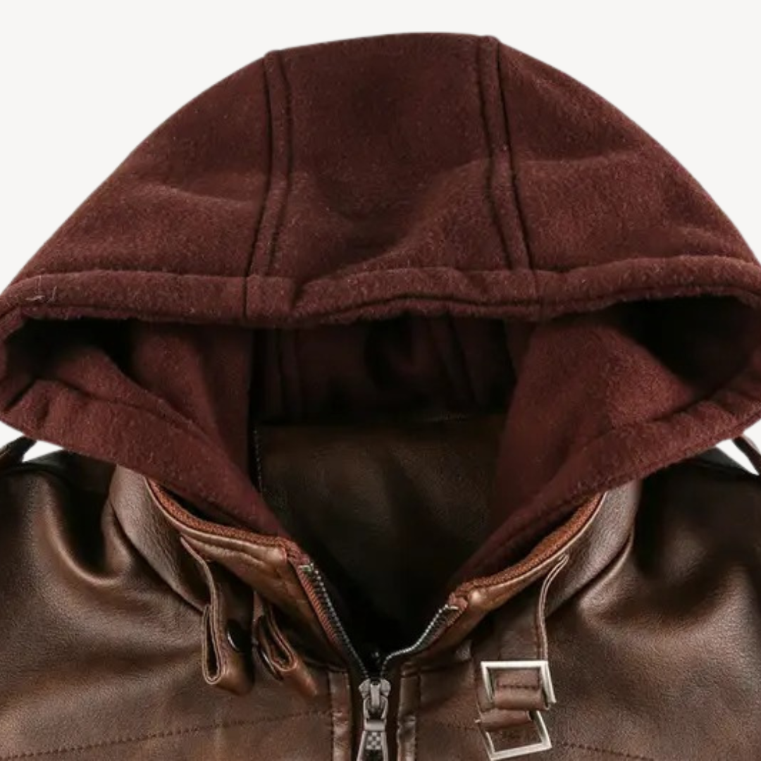 Leather Jacket with Hood for Men | Clara Vienne