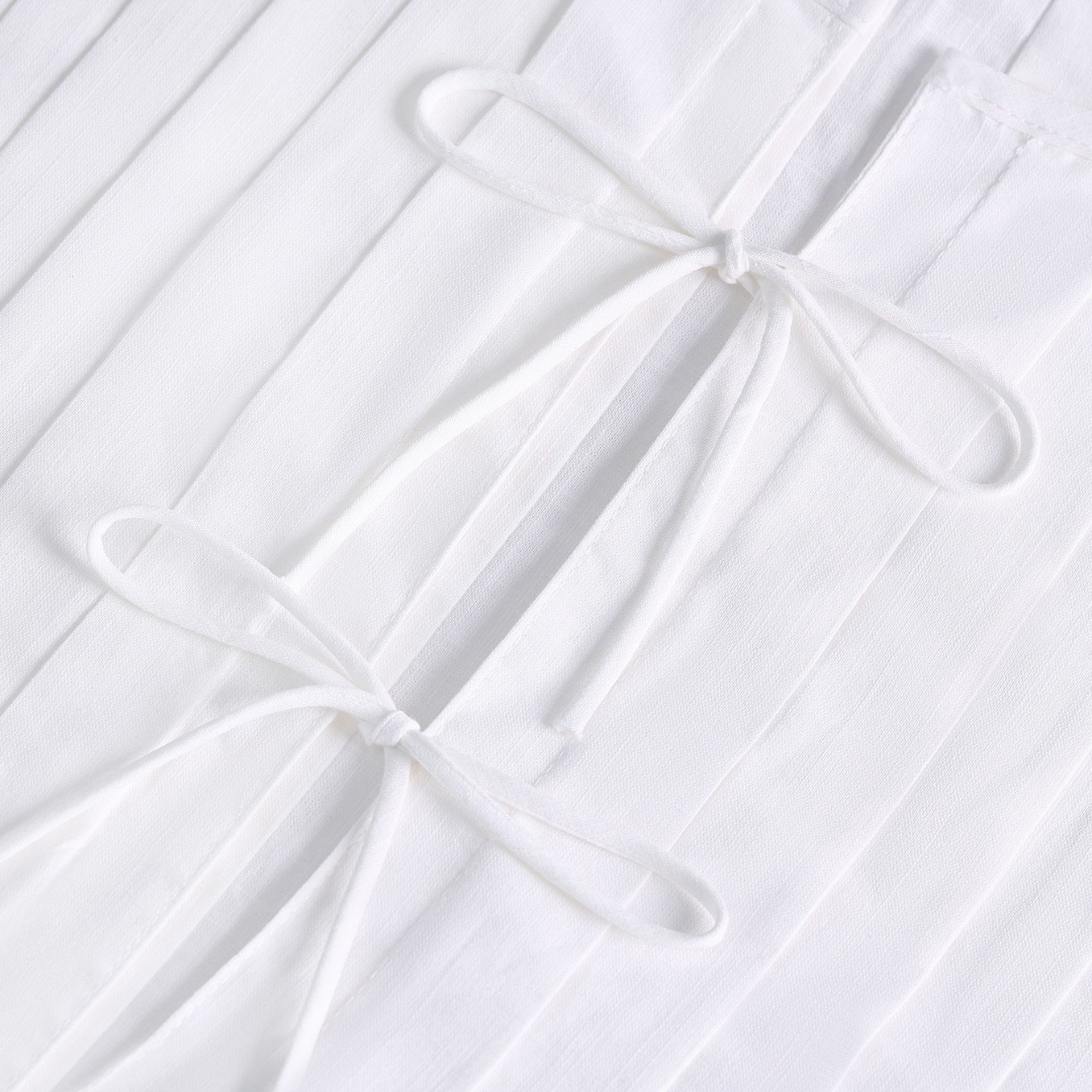 Clara Vienne | Women's Linen Pleated Tie-Front Top