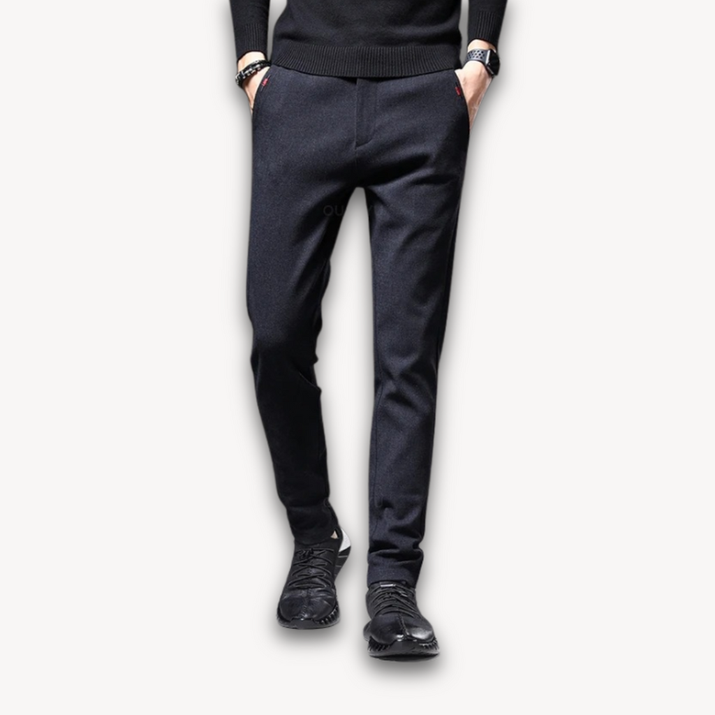 Clara Vienne | Men's Wool Blend Slim Fit Trousers - Casual Business Pants