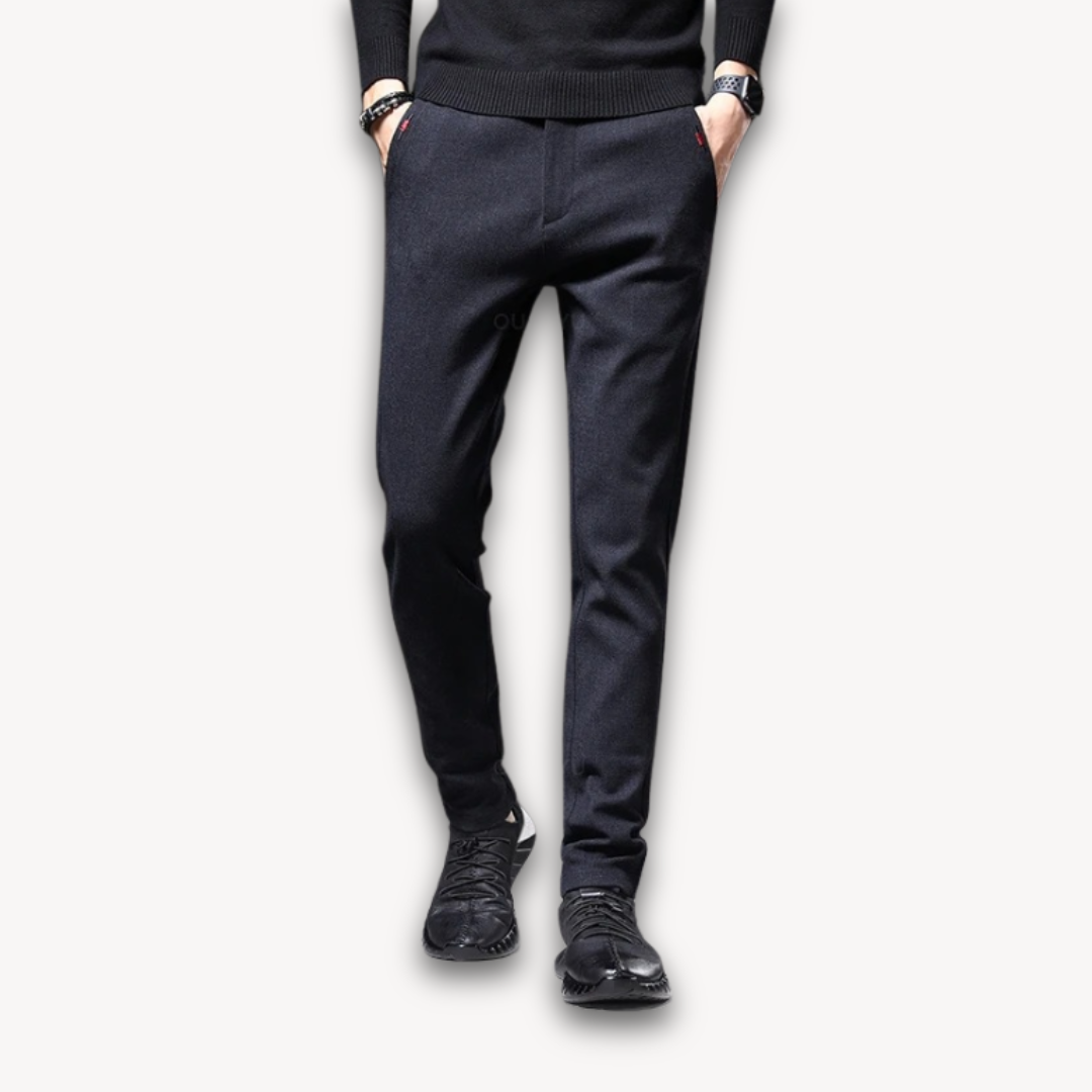 Clara Vienne | Men's Wool Blend Slim Fit Trousers - Casual Business Pants