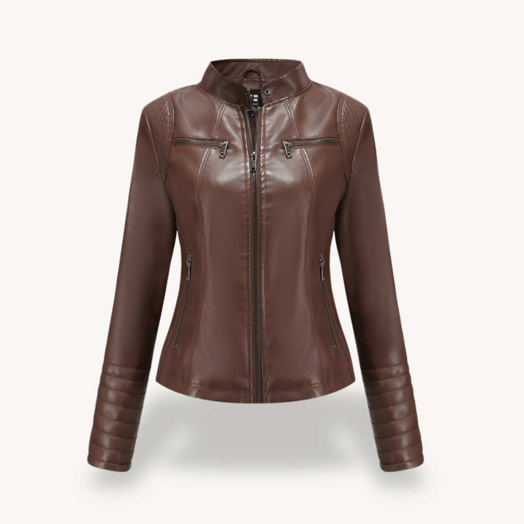 Classic Biker Faux Leather Jacket Women | Clara Vienne