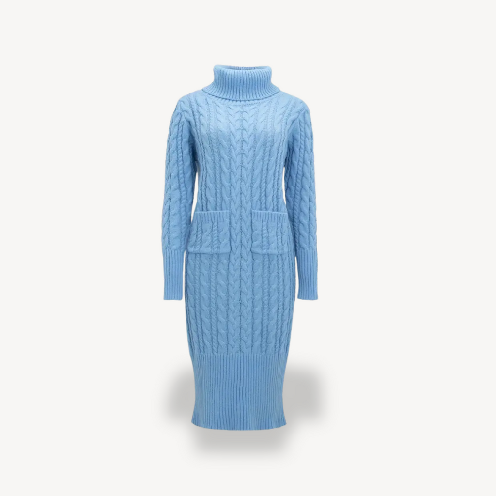 Knit Cable Turtleneck Sweater Dress | Clara Vienne