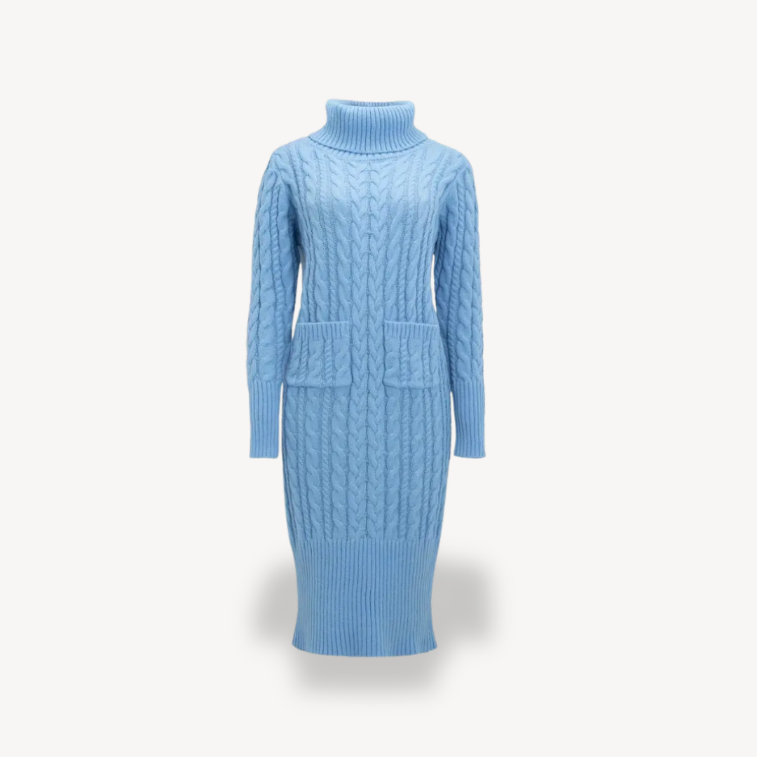 Knit Cable Turtleneck Sweater Dress | Clara Vienne