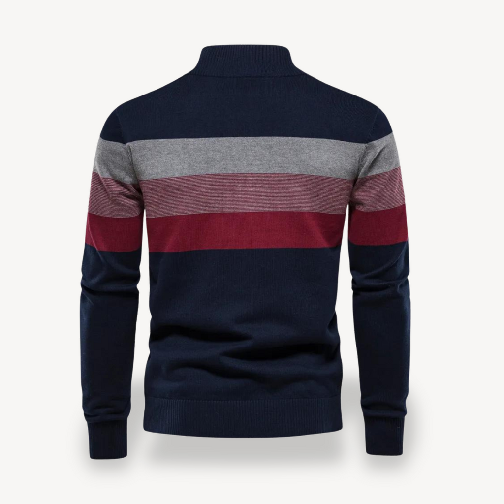 Men's Color Block Quarter Zip Sweater | Clara Vienne