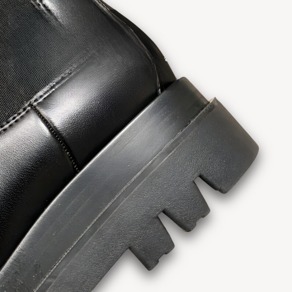 Clara Vienne | Woman’s Black Leather Chelsea Boots - Chunky Sole, Slip-On, Durable, Stylish Casual Footwear