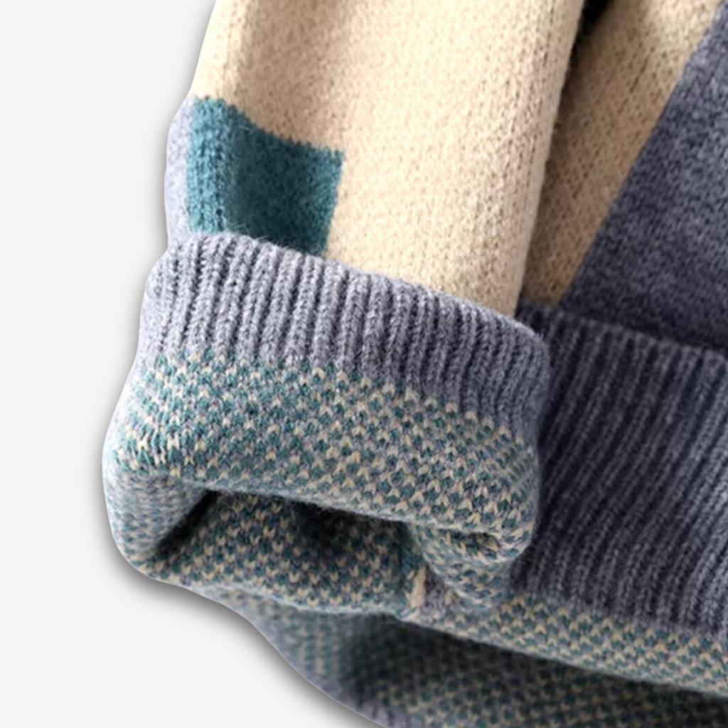 Clara Vienne | Men's Geometric Knit Sweater - Soft Acrylic Blend, Crew Neck, Long Sleeve