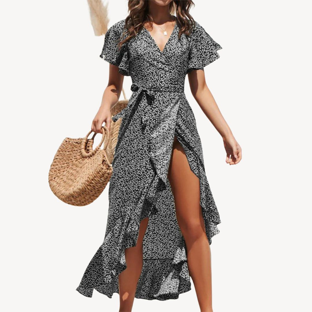 Floral Print Wrap Midi Dress Women | Clara Vienne